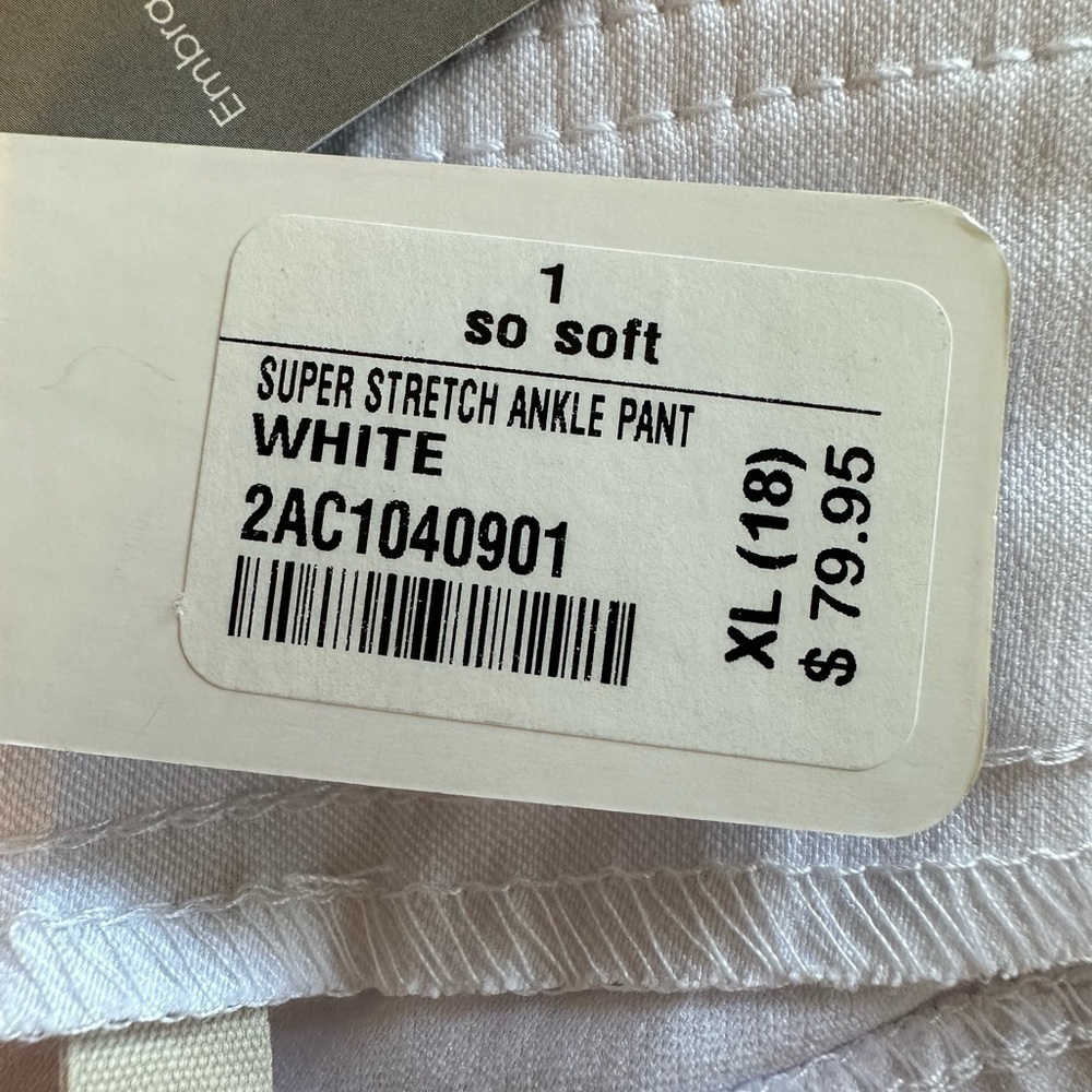 Soft Surroundings Slim-Sation Pull on Ankle Pants White XL/18 - Picture 5 of 14